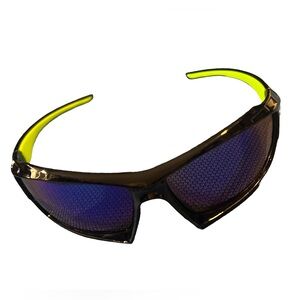Stylish Unisex Black & Green with Bluish Green Reflective Lenses Sunglasses,